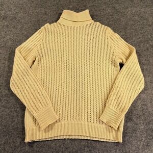 Tiberio McGregor Shetland Wool Turtleneck Sweater‎ Womens Medium Cream Open Knit